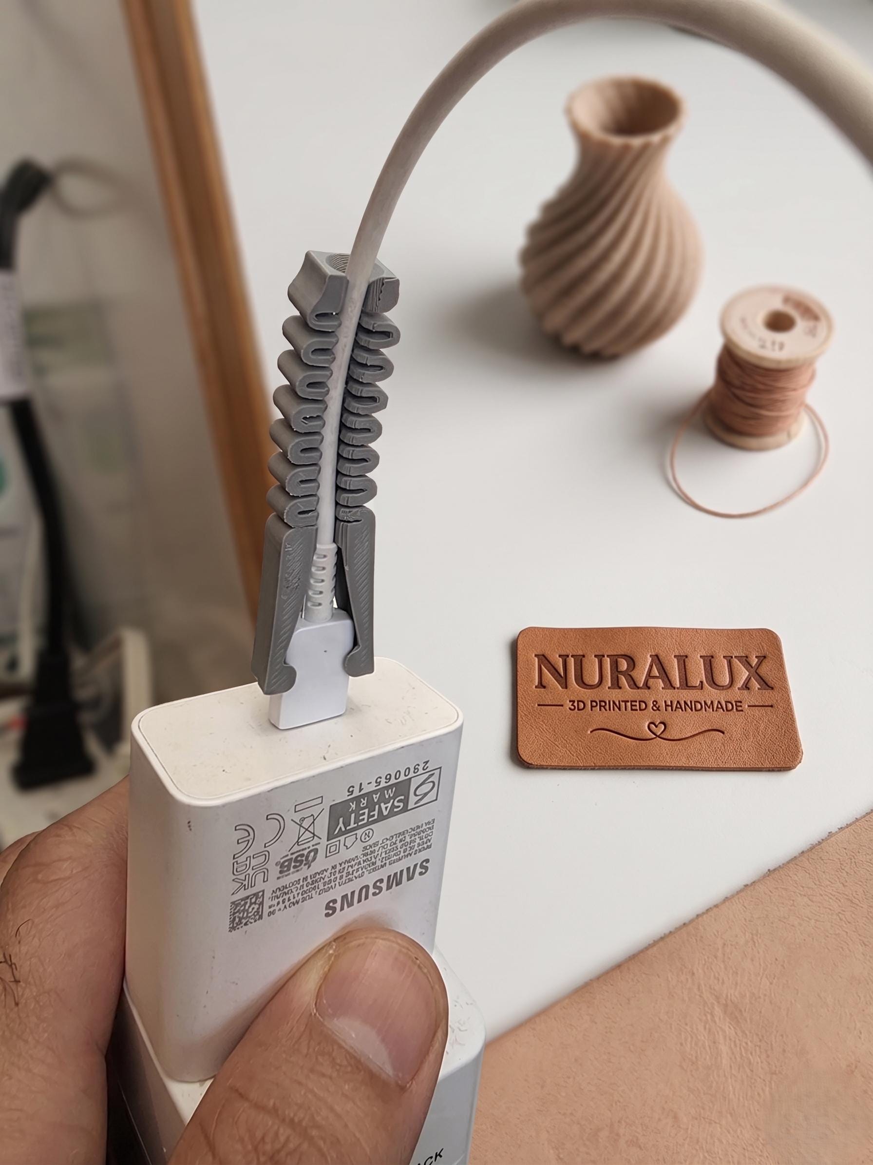 Cord Protector, Eco-Friendly Cable Saver, Plant-Based PLA, Strain Relief for Chargers & Cables.