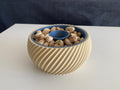 Ribbed Ceramic Nut Bowl, Blue Interior, Modern Kitchen Decor, Snack Container, Host Gift