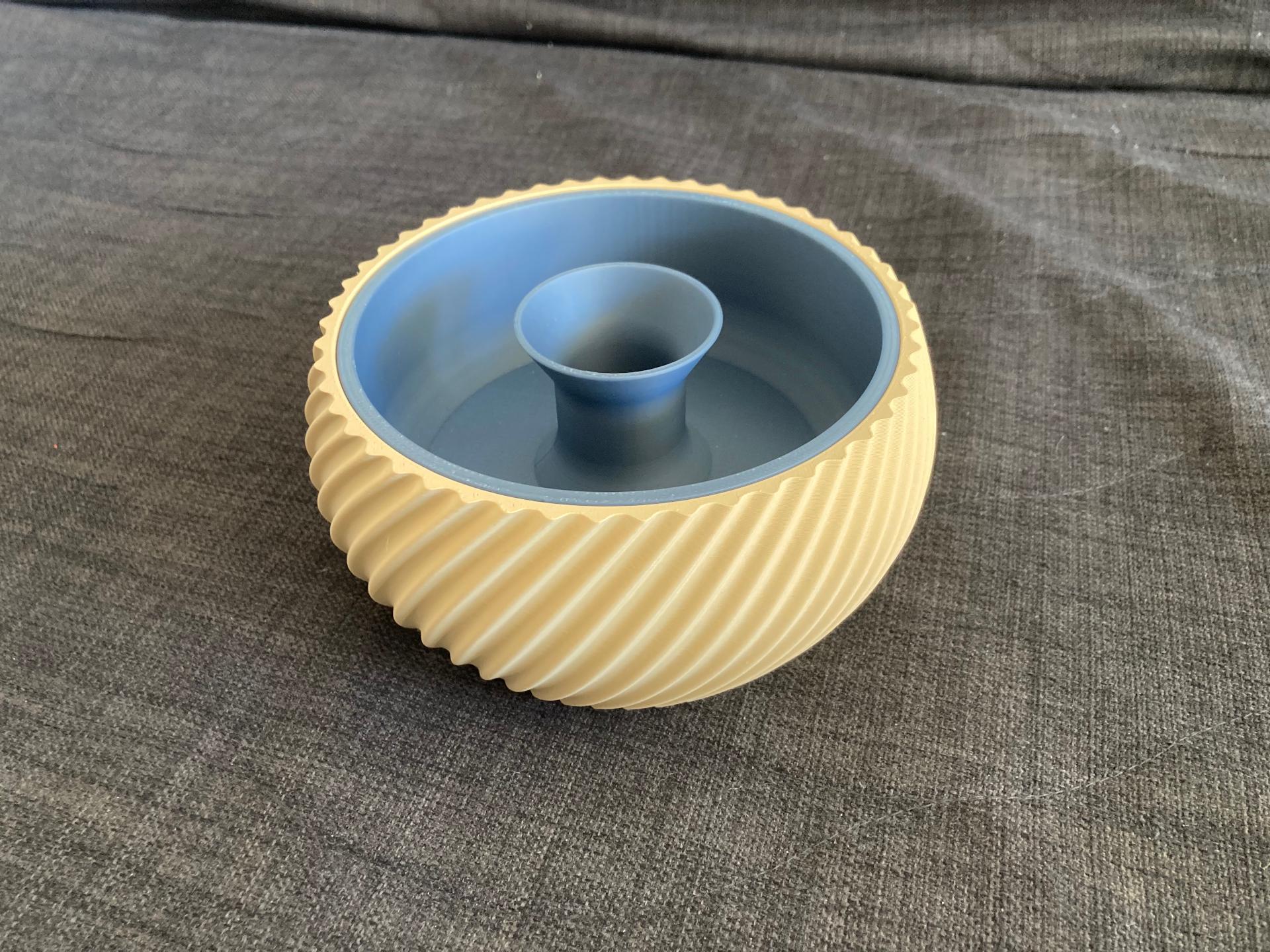 Ribbed Ceramic Nut Bowl, Blue Interior, Modern Kitchen Decor, Snack Container, Host Gift