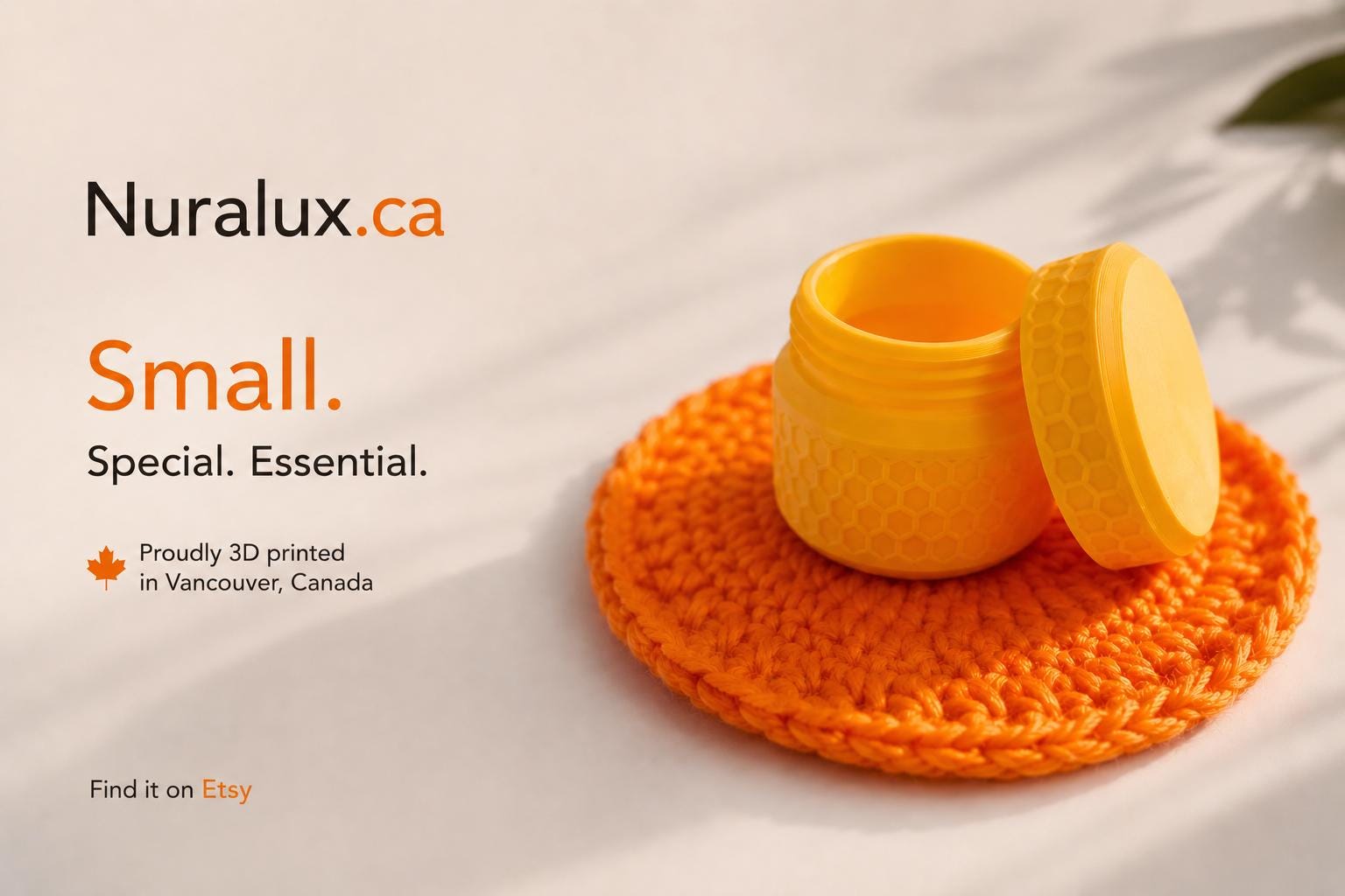 3D Printed Small Cosmetic Jar | Reusable Travel Container, Eco-Friendly Storage, Vibrant Yellow, Vancouver Canada